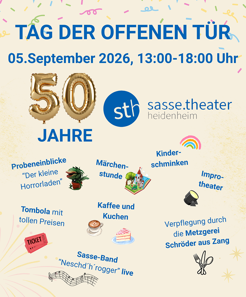 50 Jahre Sasse-Theater - Tag der offenen Tür - 5. September 2026